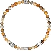 KARMA AND LUCK Sterling Silver Bracelet for Men – Tiger’s Eye, Jasper, Onyx, African Opal, Pyrite, Garnet – Multi-Symbol, Evil Eye, Matte & Polished Stones – Spiritual & Healing Jewelry