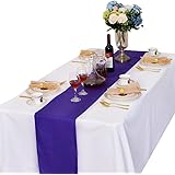 LOVWY 5 PCS 12 x 108 Inches Satin Table Runners for Wedding Party Engagement Event Birthday Graduation Banquet Decoration (Purple)