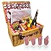Nature Gear Upgraded 4 Person XL Picnic Basket (XL 4 Person, Red & White)