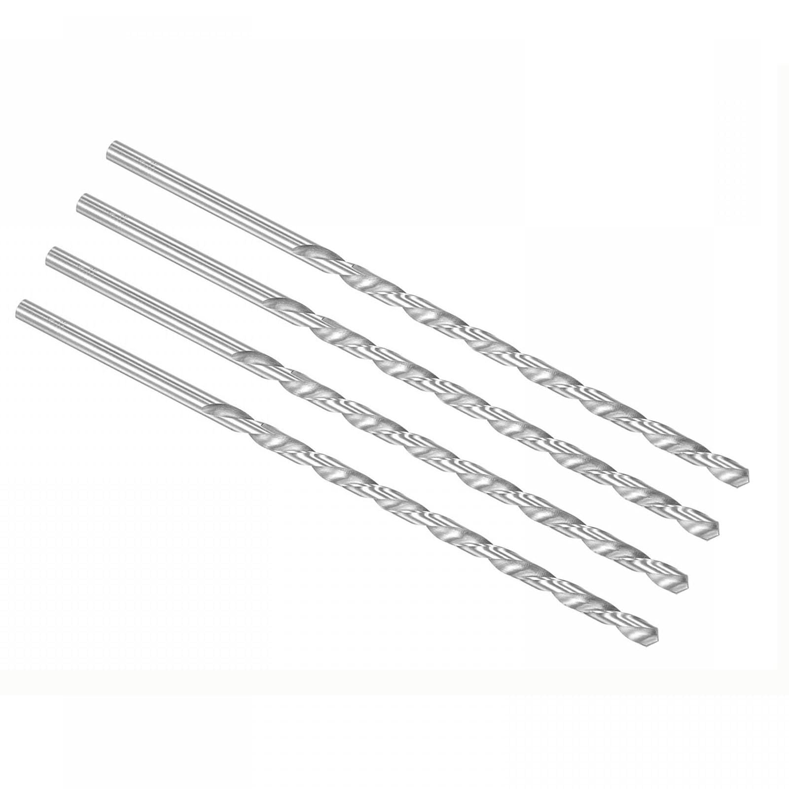 TOP-VIGOR 4Pcs 6mm Dia Extra Long Twist Drill Bits, 200mm Length High Speed Steel Extended Spiral Drill Bit, Straight Shank Twist Drill Bit Tool for Wood Metal Aluminum Plastic