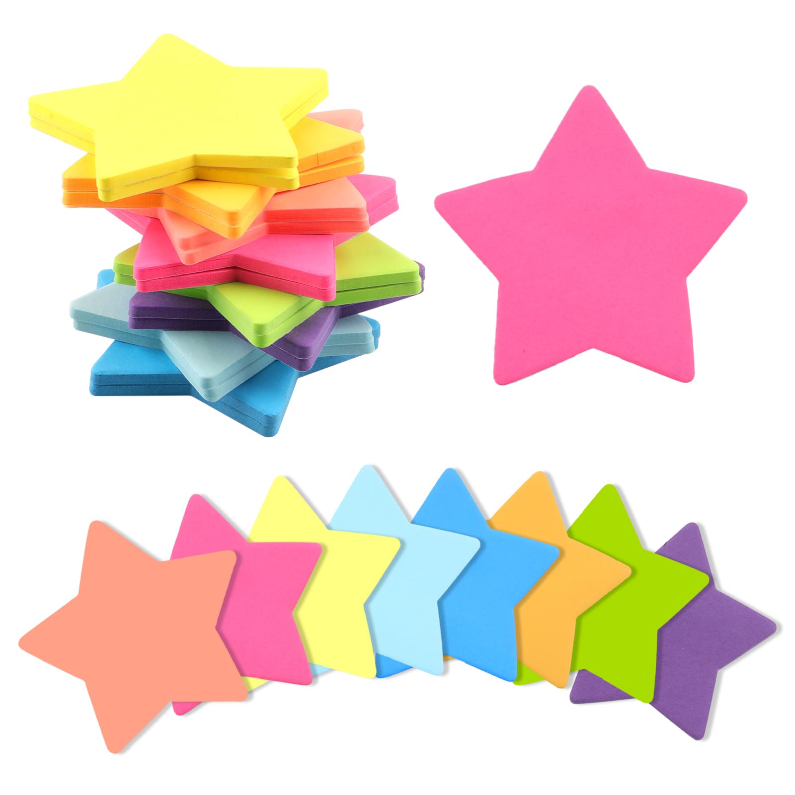 Sticky Notes, 480 Sheets Self Sticky Notes Pad, Pastel Star Notes Pack, Shaped Bright Stick Notes, Colourful Stick Notes Tabs, Small Pads for Writing in Text Books School Office