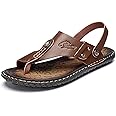 LUODENGLANG Mens Sandals Indoor and Outdoor Beach Flip Flop Casual Thong Leather Slip On Two uses Athletic Slipper Soft
