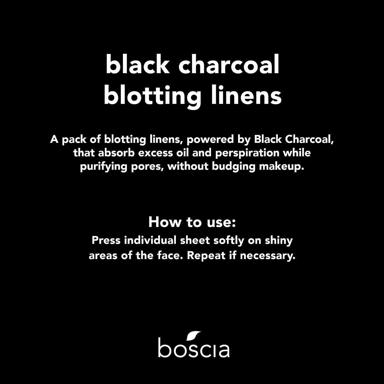 boscia Black Charcoal Blotting Linens - Vegan, Cruelty-Free, Natural Skin Care - Oil Blotting Sheets for Face - For Combination to Oily Skin Types - Travel Size - 100 Sheets