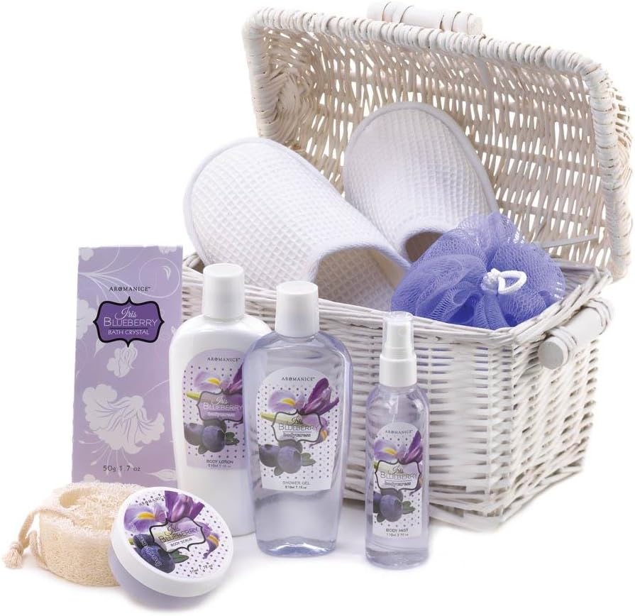 Iris Blueberry Spa Gift Basket Bathroom Decore and Bathroom Accessories and Gifts