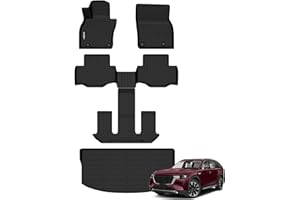 GINOWY-Floor Mats & Cargo Liner Set for Mazda CX90 2024 2025(Only for 6 & 7 Seats), TPE All Weather Mats Floor Liners Waterproof Trunk Mat Car Accessories for Mazda CX-90