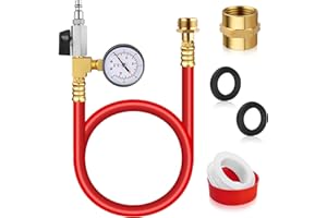 BOLTIGEN RV Winterizing Kit, 59'' Sprinkler Winterization Kit, Winterize Blowout Adapter with integrated Pressure Gauge, RV Winterize Hose with 1/4" Quick Connect Plug, for RV, Camper, Boat, Travel Trailer