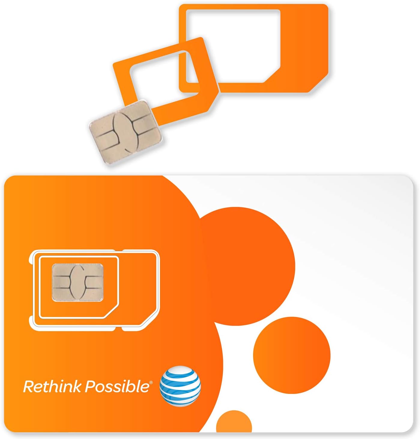 2-PK AT&T Triple Cut 4G LTE Sim Card New Unactivate, in One (3-in-1)