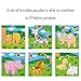 rolimate Educational Preschool Wooden Cube Block Jigsaw Travel Puzzle - Lion Zebra Elephant Rhinoceros Tiger Rabbit, Toy for Age 3 4 5 Year Old and Up (W-p-10)