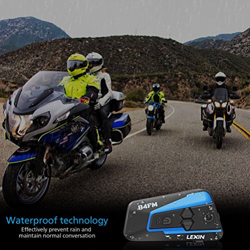 LEXIN 4 Way BT Interphone Bluetooth Motorcycle Helmet Intercom, Universal Wireless Headset, Motorbike Communication System with Speakers headphones for Motorbike Skiing for Rider