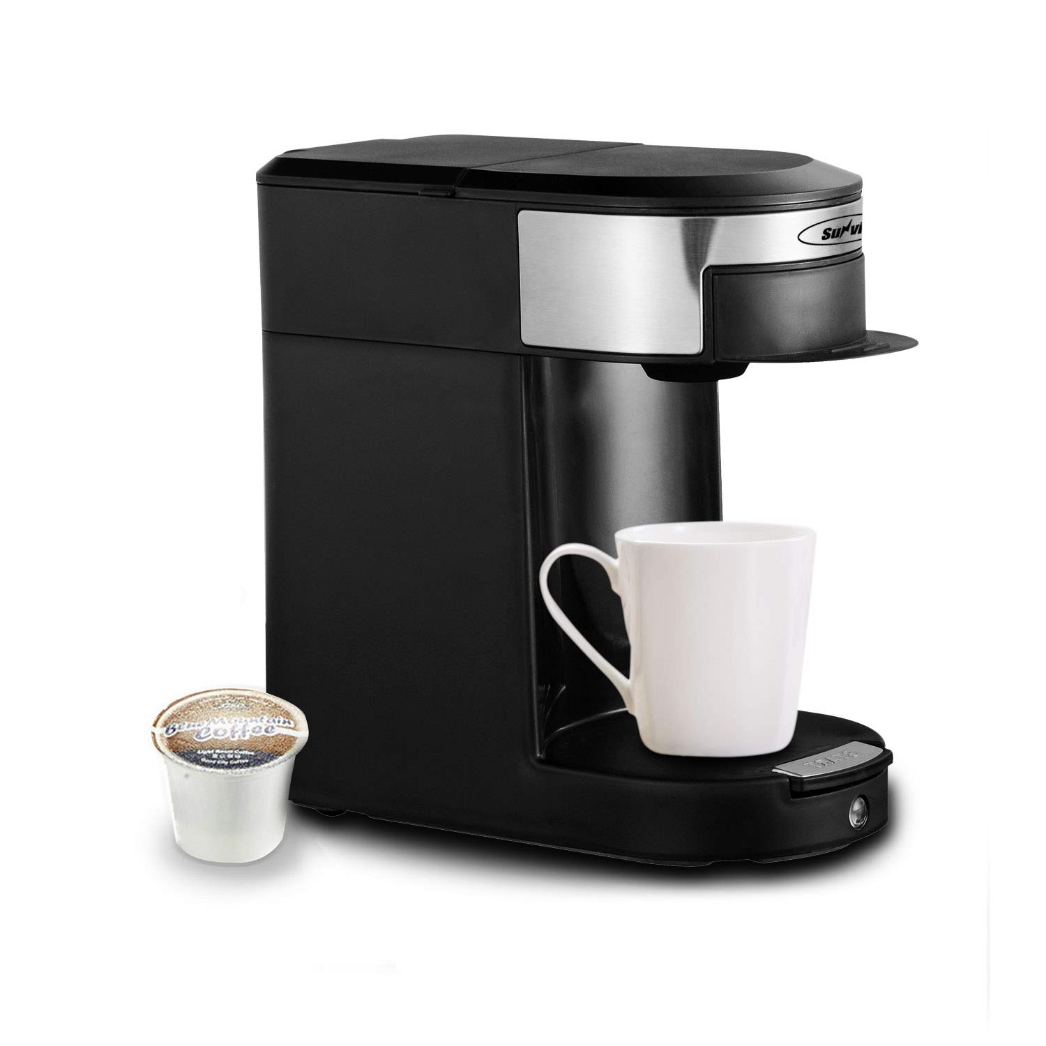 Single Serve Coffee Pod Brewer, 1 Cup Hospitality Coffeemaker, One-touch Control Button with Illumination, Black/Silver