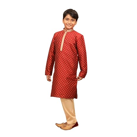Elegant Printed Kurta and Churidar Set For Boys