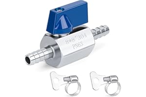 PEX Ball Valve - 5/16", 304 Stainless Steel Double Barbed Ball Valve, High Temperature & Pressure Resistance, Corrosion-Proof