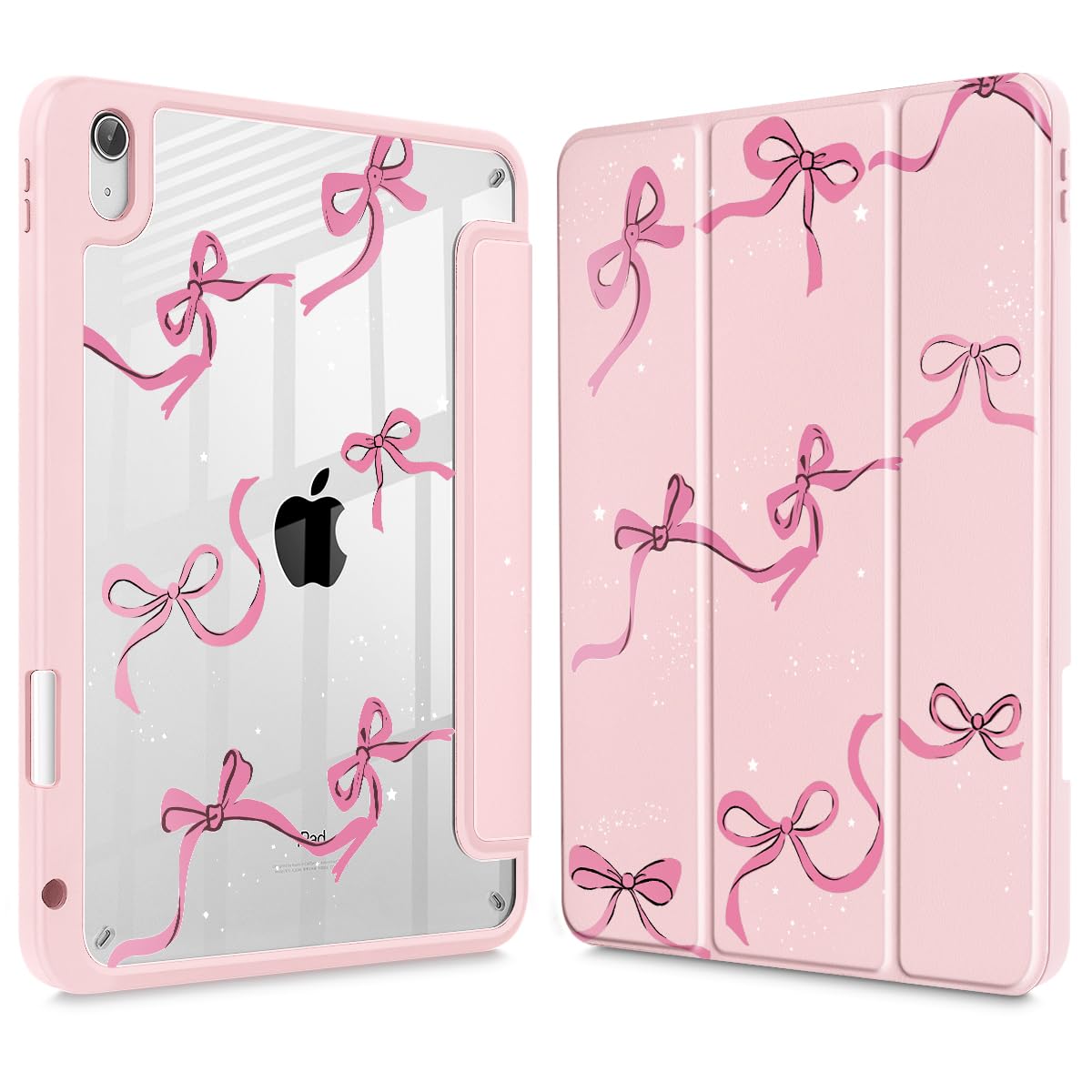 Photo 1 of May Chen for iPad (A16) 11th Generation Case 11 Inch 2025, iPad 10th Gen Case 2022 10.9 inch, Built-in Pencil Holder with Shockproof Cover Clear Transparent Back Shell Auto Wake/Sleep, Bows Pink