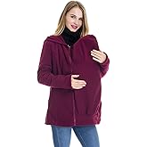Smallshow Women's Fleece Zip Up 3 in 1 Maternity Baby Wearing Hoodie Sweatshirt Jacket