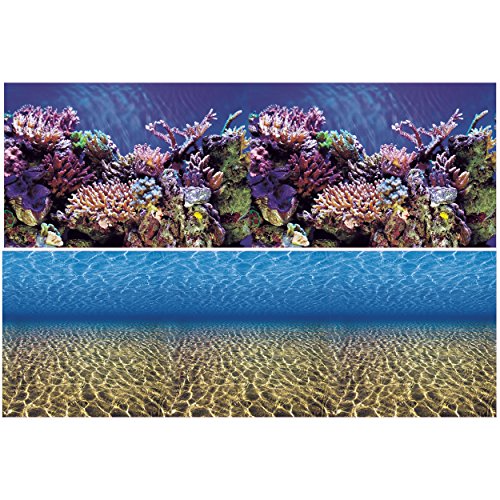 Vepotek Aquarium Background Ocean Seabed/Coral Reef Double Sides (36WX24H)