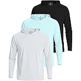 Real Essentials 3 Pack: Men's Long Sleeve Rash Guard Hoodie - SPF UV Sun Protection Workout Fishing Swim Shirts (Big & Tall)