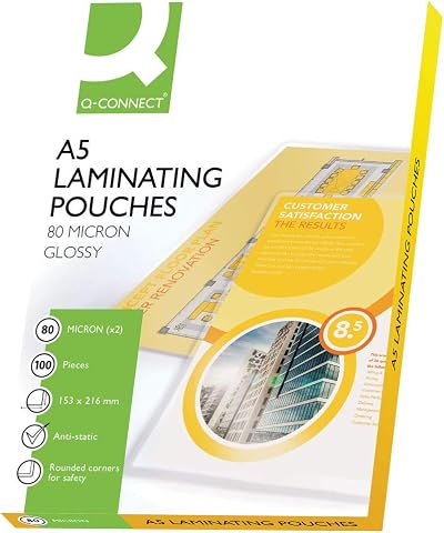 Q-Connect A5 Laminating Pouch 80 Micron Pack of 100 153 x 216 mm