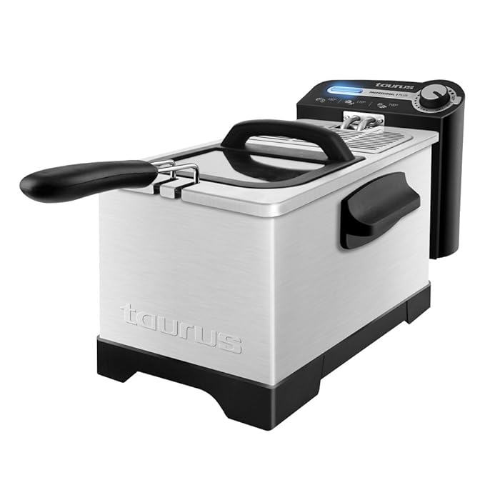 Taurus 973947000 Freidora, 2200 W, 4 kg, Negro/Acero Inoxidable