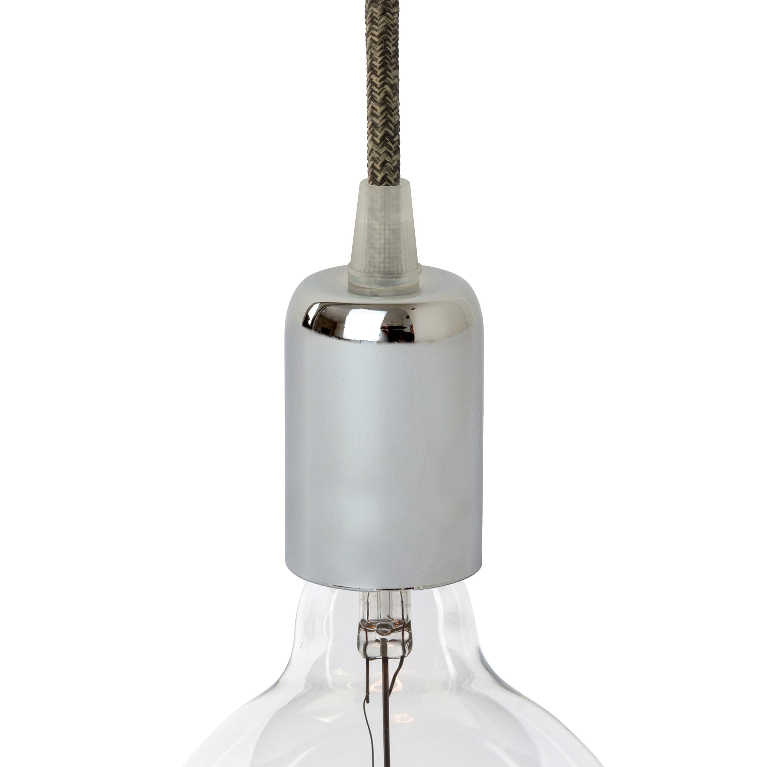 AMARCORDS - Lamp Holder E27 Vintage Retro Edison Metal for Pendant lamp. Industrial Style Finish Chrome