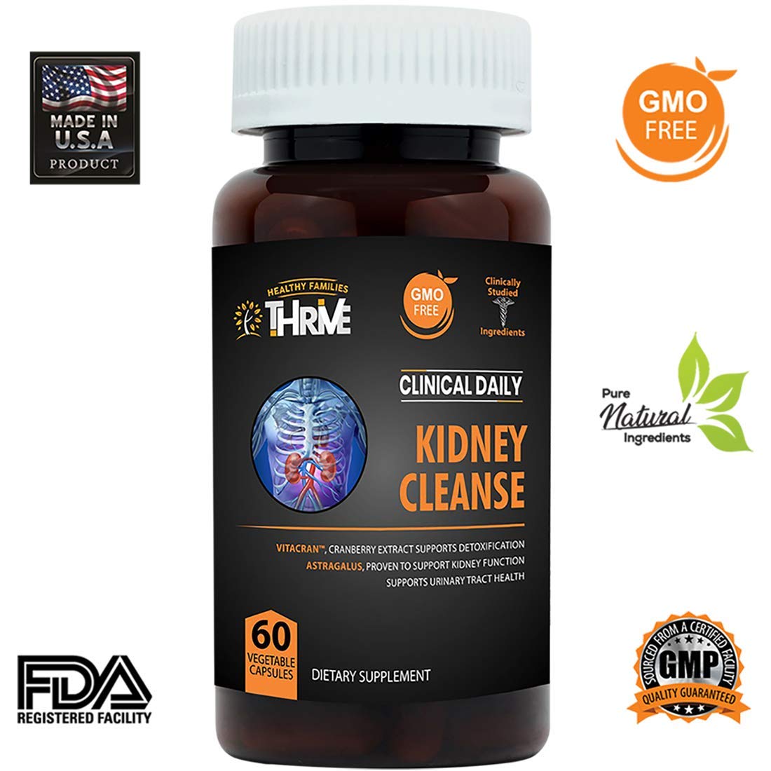 CLINICAL DAILY Kidney Cleanse Detox Supplement, 60 Vegan Capsules