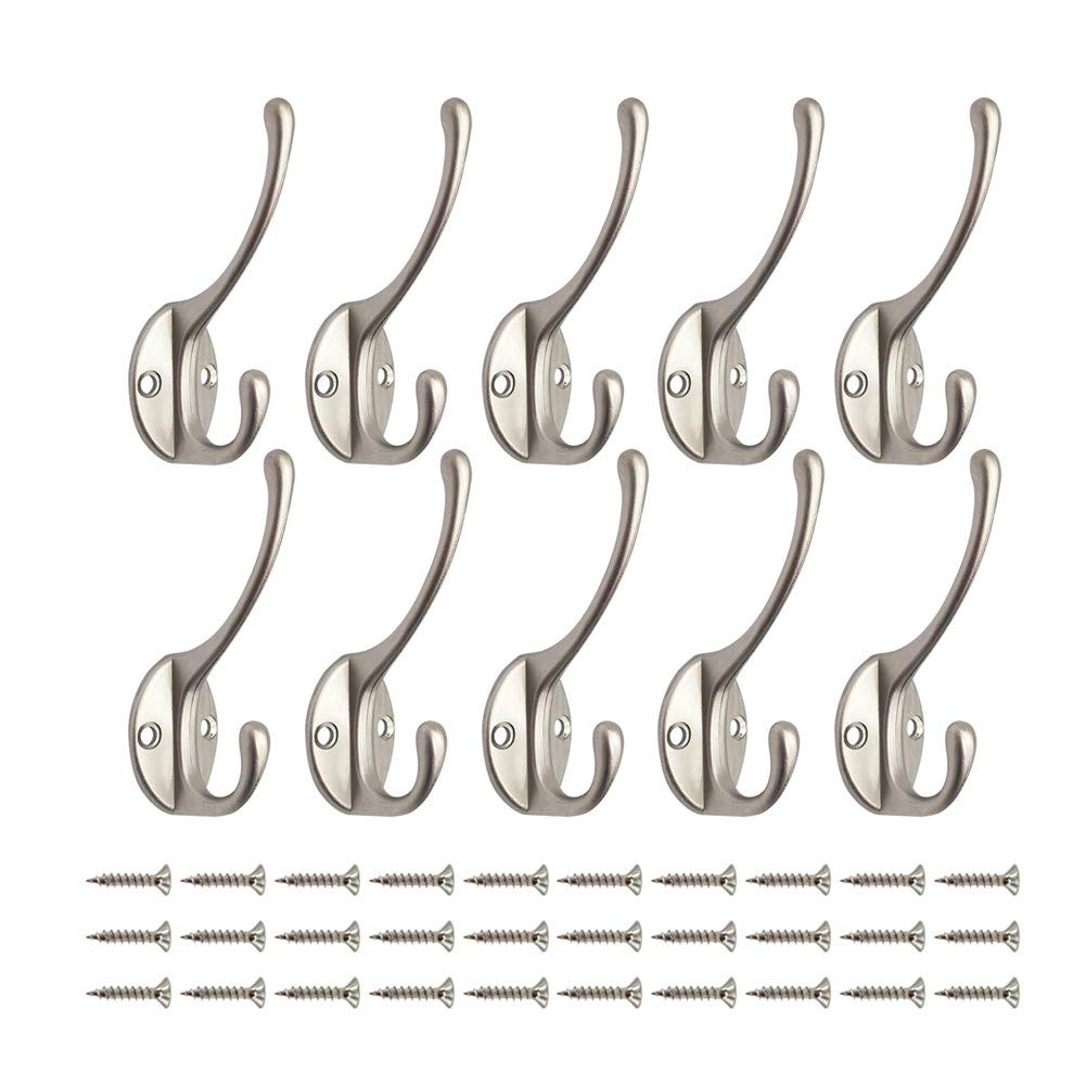 Bosdontek 10 Pcs Modern Coat Hooks Wall Hooks Clothes Hat Hooks Robe Hooks Wall Mounted Hook for Aisle Entryway Garage
