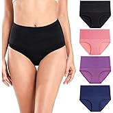 wirarpa Women's Cotton Stretch Underwear Briefs Soft Breathable High Waisted Full Coverage Ladies Panties Multipack