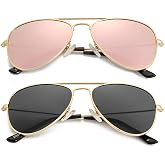 Kids Polarized Aviator Sunglasses for Little Girls Boys Juniors Teenagers, Two Sizes 50MM 52MM