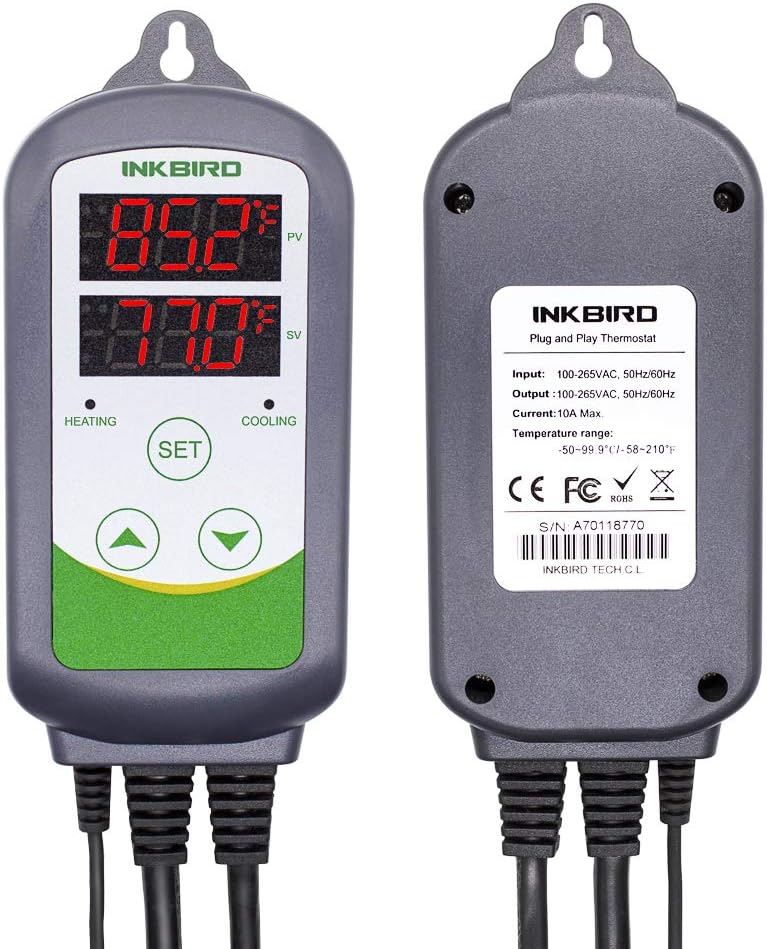 Inkbird ITC-308 Digital Temperature Controller Outletsmoker Thermostat, 2-Stage, 1100W, with Sensor Reptile Beer Brewing Kegs Fridge Cured Meat Breeding: Industrial & Scientific