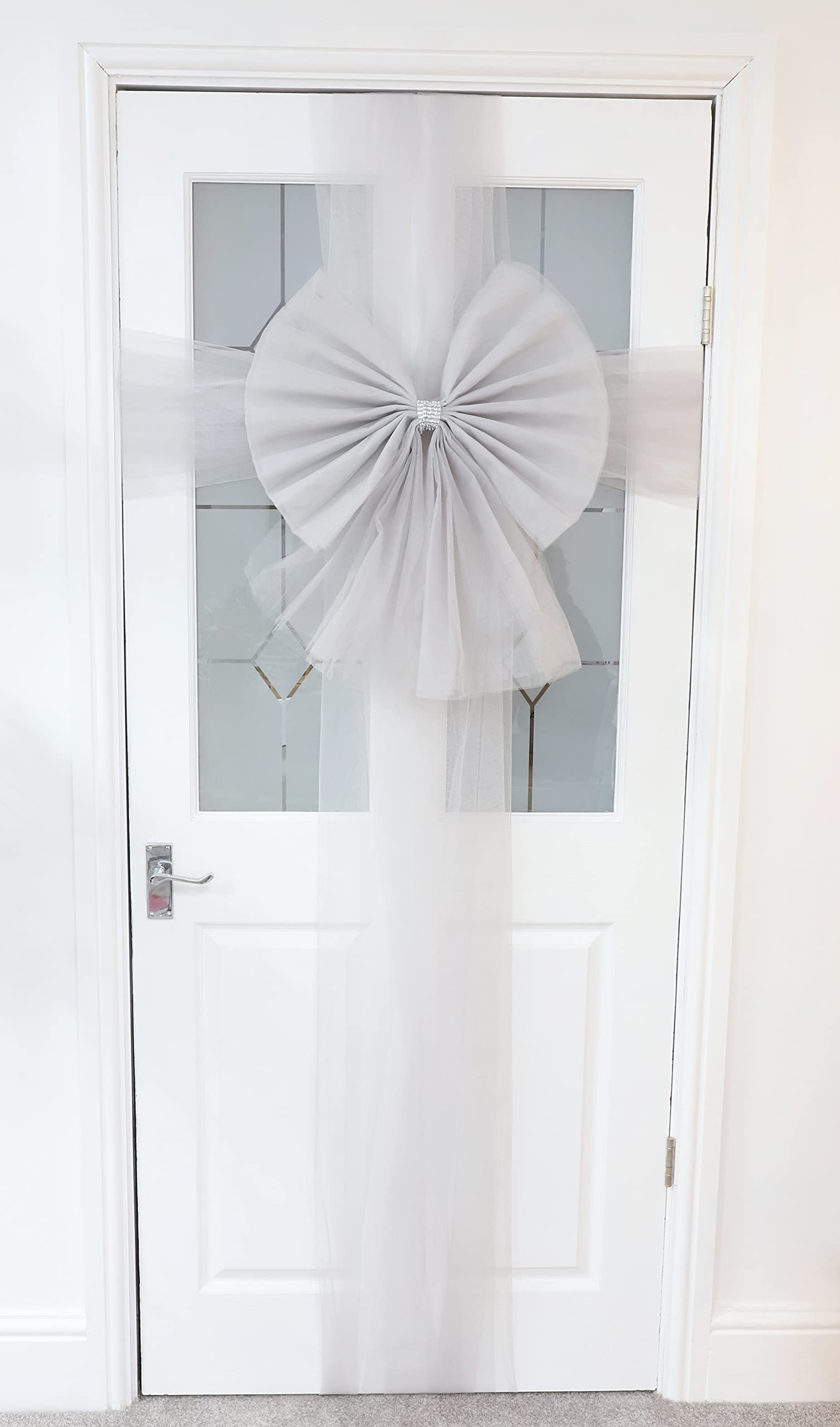 Christmas Concepts® DIY Decorative Door Bow With Diamante Decoration - Wedding/Parties/Christmas (Silver)