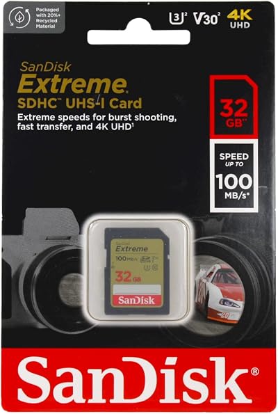 SanDisk Extreme 32GB SDHC U3 V30 Class 10 Memory Card Twin Pack 90MB/s