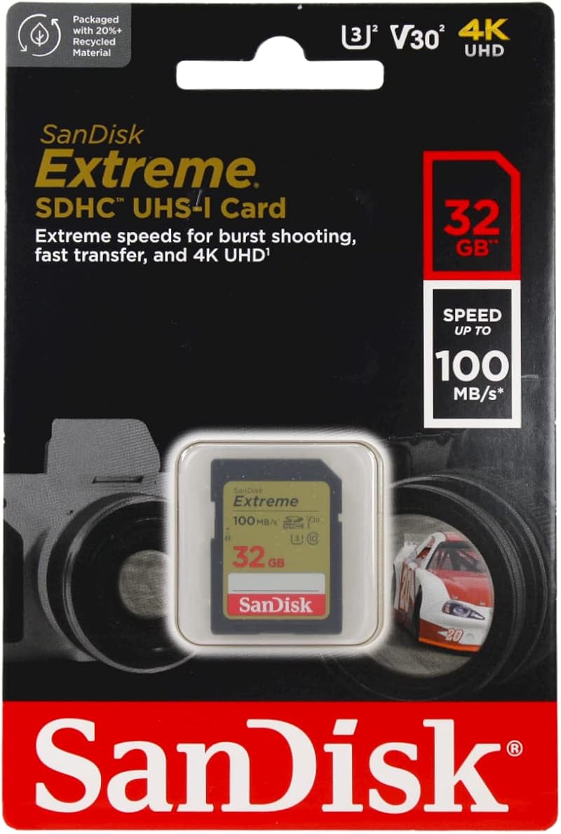 SanDisk Extreme 32GB SDHC U3 V30 Class 10 Memory Card Twin Pack 90MB/s