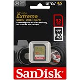 SanDisk 32GB Extreme SDHC UHS-I Memory Card - 90MB/s, C10, U3, V30, 4K UHD, SD Card - SDSDXVE-032G-GNCIN