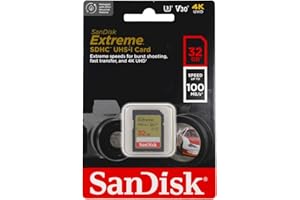 SanDisk 32GB Extreme SDHC UHS-I Memory Card - 90MB/s, C10, U3, V30, 4K UHD, SD Card - SDSDXVE-032G-GNCIN