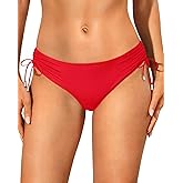 Talisea Womens Low Rise Bikini Bottoms - Side Tie Bathing Suit Swim Bottom Ruched Swimsuits Swimwear