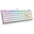 HUO JI E-Yooso Z-88 Mechanical Gaming Keyboard USB Wired, Programmable RGB Backlit, Brown Switch, Metal Panel, 104 Keys for Windows, Mac, PC, Silver and White