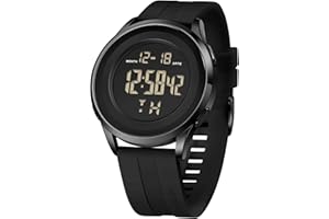 COSSINIGE Mens Digital Waterproof Military Watch for Men Black Dive Tactical Sports Minimalist Ultra-Thin Wrist Watch