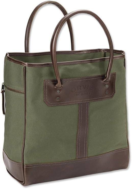 Orvis Bootlegger Leather & Canvas Tote Bag, Olive Amazon.co.uk Clothing