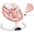 LAREX Baby Swing,Infant Electric Swing,Portable Swing,Remote Control Indoor Baby Rocker with 5 Sway Speeds,1 Seat Positions (Pink)