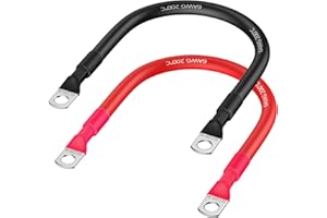 EXTRACTME Power Battery Cable, 6 AWG 12 Inch Flexible Silicone Jumper Cables with Terminals, Tinned Copper Battery Inverter Cables for Automotive, Marine, Car, Solar, ATV - Red Black