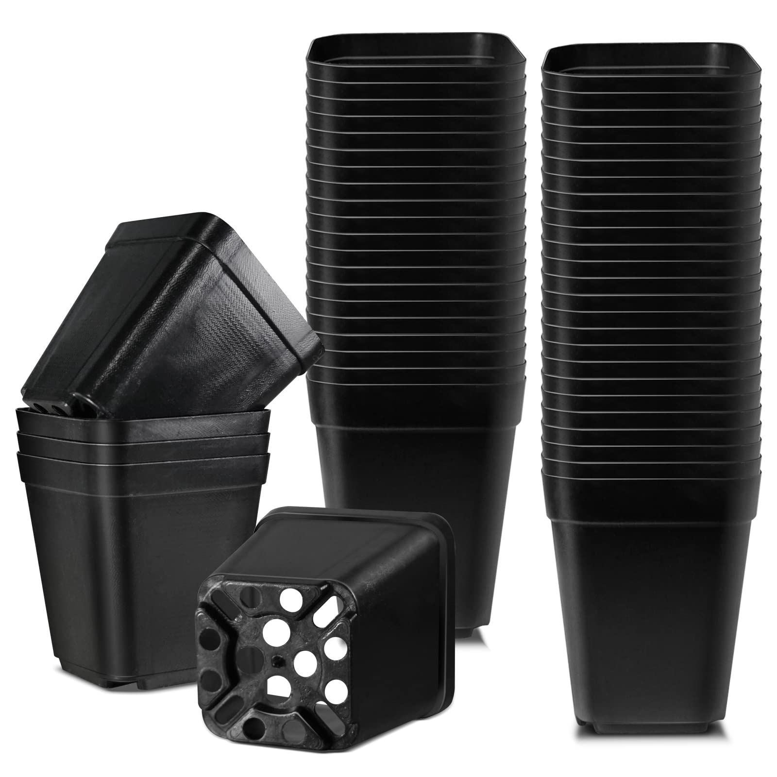 Muzhira Pots for Seed Starting/Cuttings, 5.5cm 20pcs Plastic Square Plant Nursery Pots,Seed Pot Flower Plant Container for Fruit, Vegetable, Plant, Succulents, Seedlings, Cuttings, Transplanting