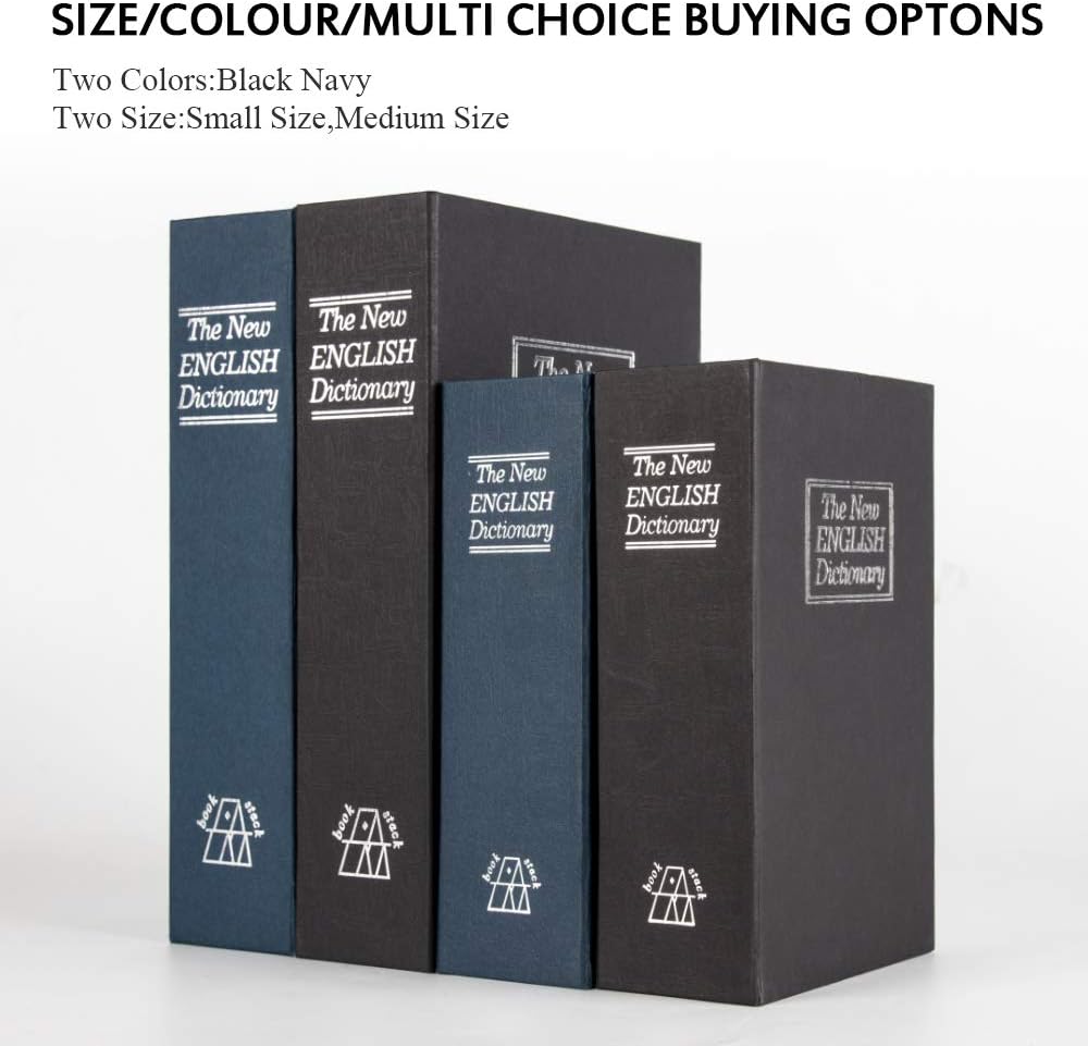KYODOLED Diversion Book Safe with Combination Lock, Large Safe Secret Hidden Metal Lock Box, Money Hiding Box, Collection Box, 9.5" x 6.2" x 2 .2" Black - - 