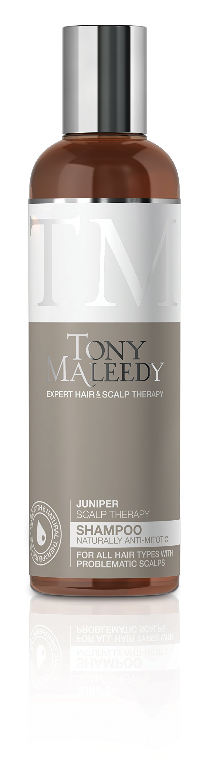 Tony Maleedy Scalp Therapy Juniper Shampoo, For Dry, Sensitive Scalps & Itchy Flaky Skin, Anti Dandruff, Anti Hair Loss Treatment, Gentle & Soothing, Clinically Proven, 6 Natural Oils – 250ml