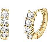 JOLCHIF 14K Rose Gold Cubic Zirconia Hoop Earrings for Women, Statement Geometric Hoop Earrings Hypoallergenic Trendy Jewellery