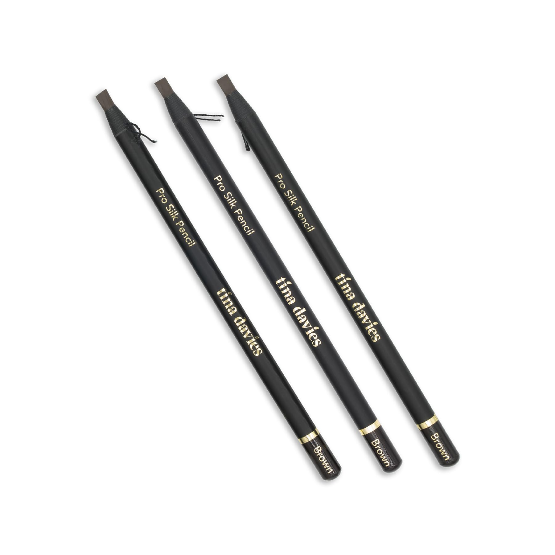 Tina Davies Pro Silk Pencil - Pre-Draw Eyebrow Pencil for Microblading - Smooth Pro Brow Pencil - Permanent Make Up Accessories (3 Count, Brown)