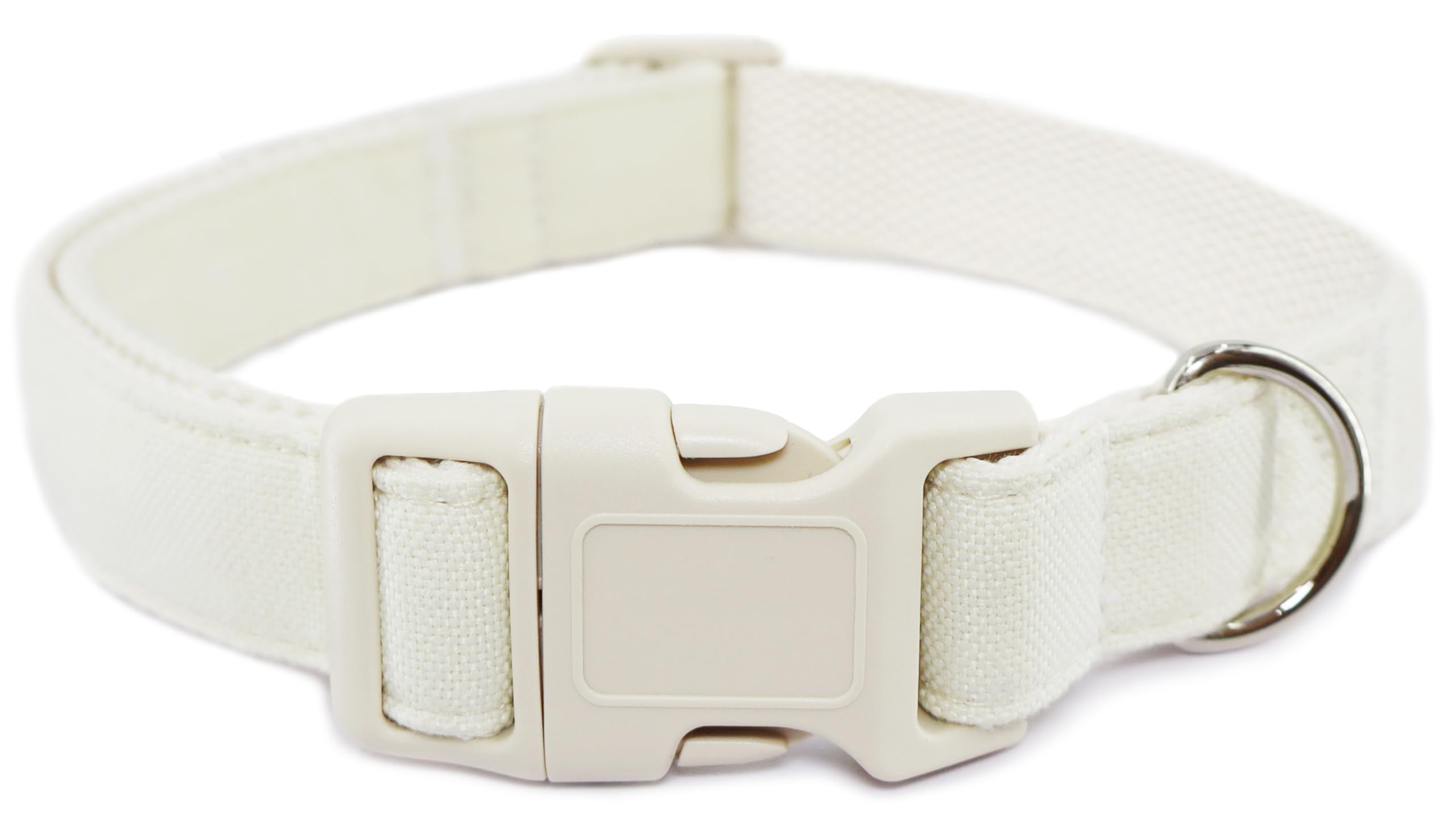 Photo 1 of Cotton  Dog Collar Adjustable, White Dog Collar Soft Natural Fabric with Quick Release, Cute Wedding Puppy Necklace for Small Medium Large Dog, White-S