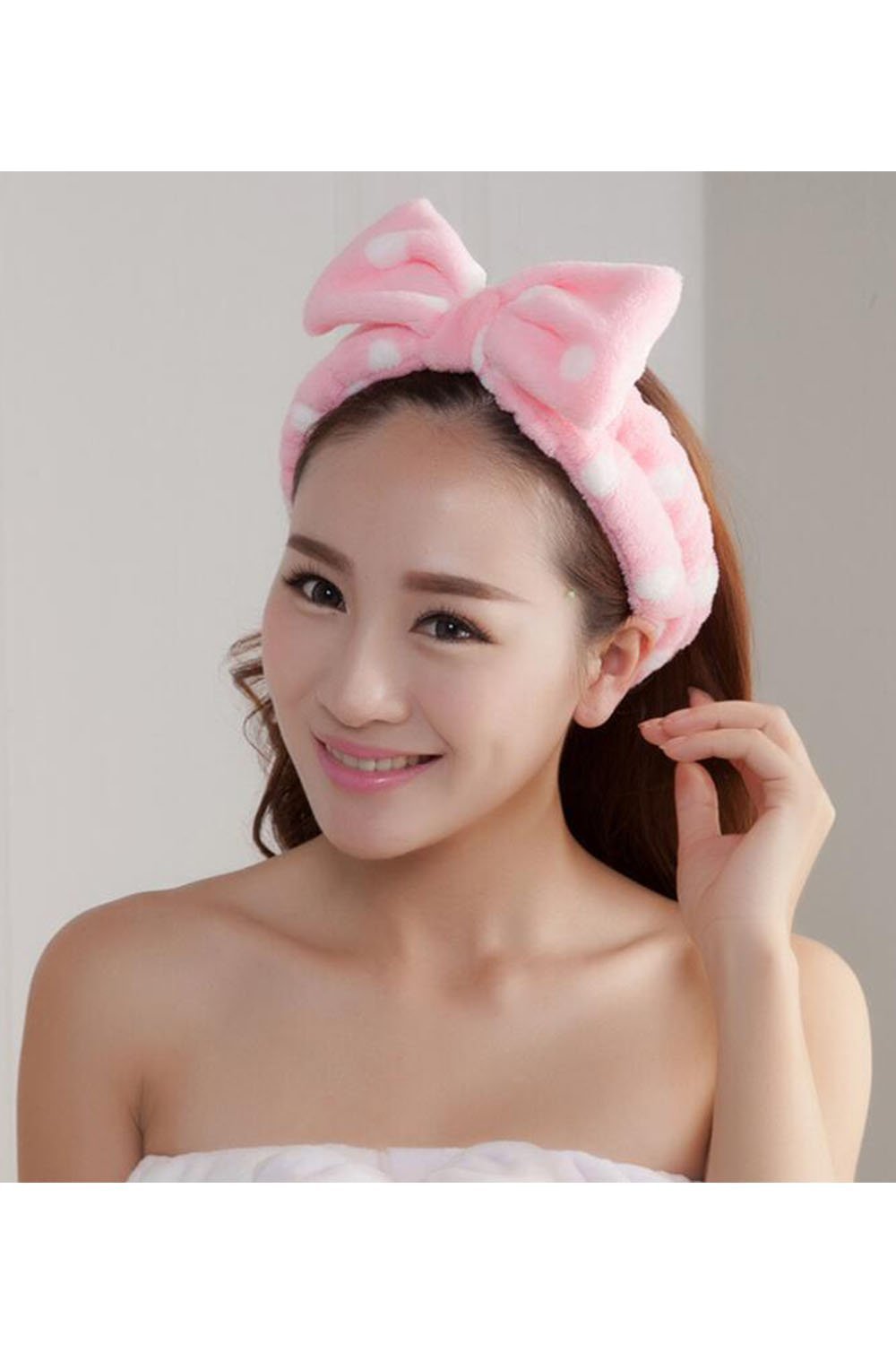 Oisee 2 PCS Headband Makeup Headbands Mask Hairband Wash Face Towel Hair Band for Hair Accessories(Pink Polka Dots)