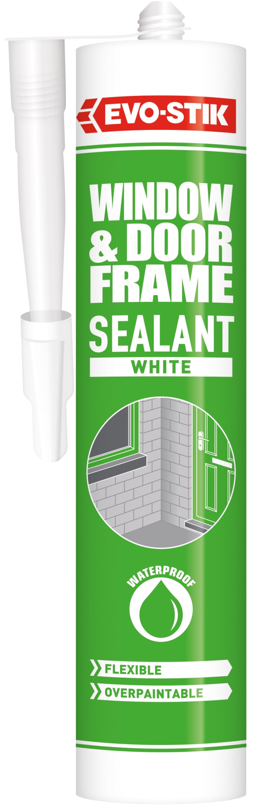 EVO-STIK Window & Door Frame Sealant, Waterproof, Flexible, Overpaintable, Lasts up to 15 Years, Colour: White, Size: 290ml