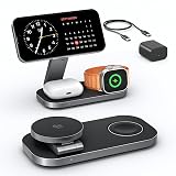 3-in-1 Charging Station for Apple Device, Qi2 25W Certified Magnetic Wireless Foldable Fast Charger Stand Compatible with MagSafe for iPhone Air/17/16/15/14/13/12 Series, Apple Watch & AirPods