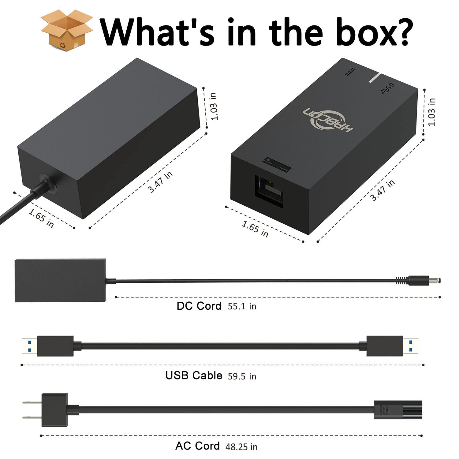 Kinect Adapter for Xbox One S, Xbox One X, PC Windows 10 8.1 8, [UL Listed] Xbox Kinect Power Supply for Xbox 1S, 1X Kinect 2.0 Sensor