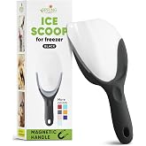 Spring Chef Magnetic Ice Scoop for Freezer, BPA-Free Food Scooper, Black | Flexi-Plastic Popcorn Scoop with Soft Grip Handle - Dishwasher Safe Ice Scooper - Food Scooper for Flour, Grains, Pet Food